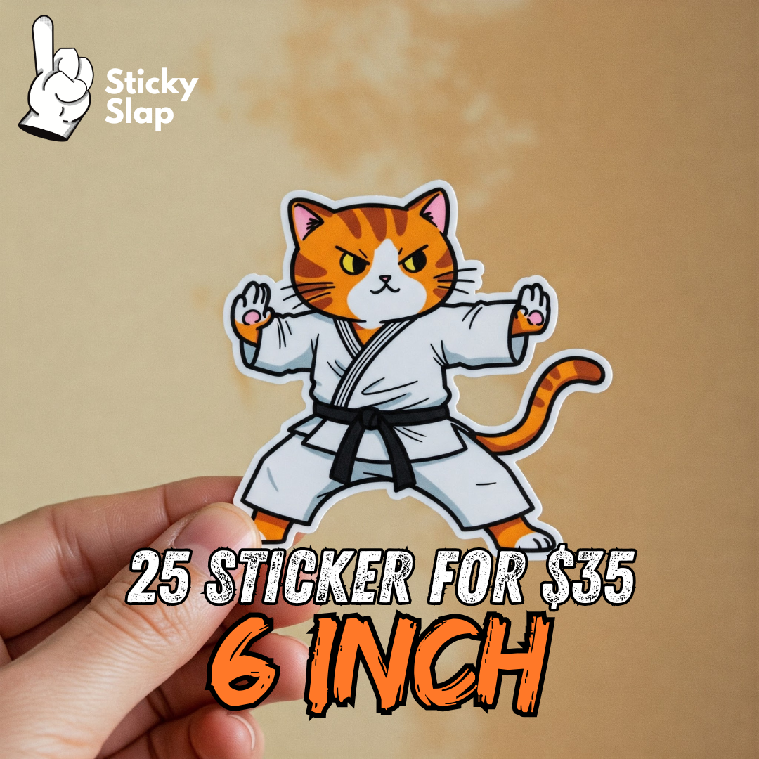 25 STICKERS AT 6 INCH FOR $35